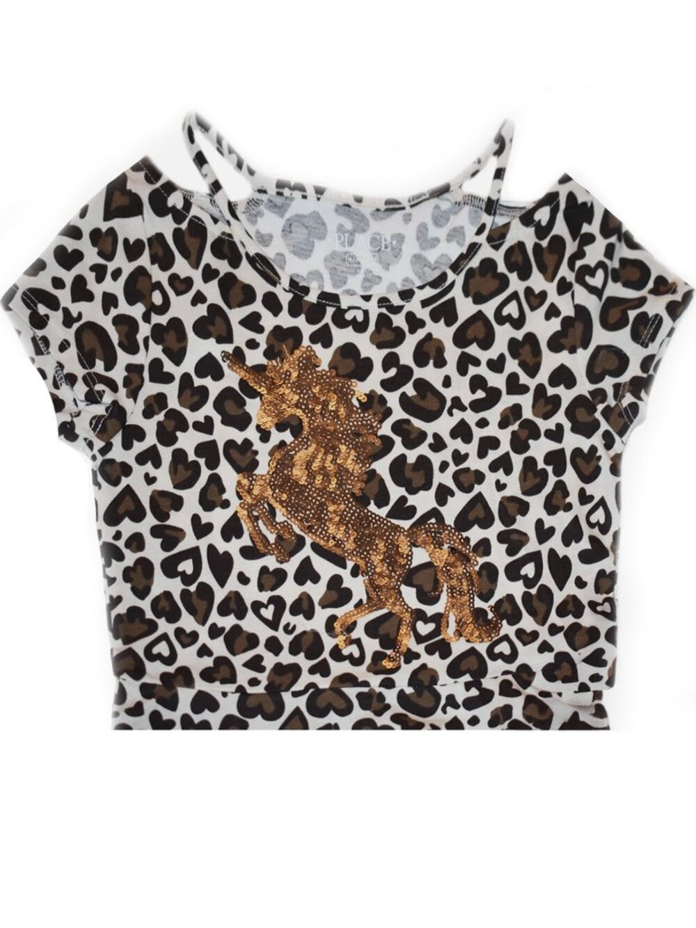 The Children’s Place Girls Dress Animal Print Short Sleeve Sequin Unicorn Size M - Picture 2 of 3